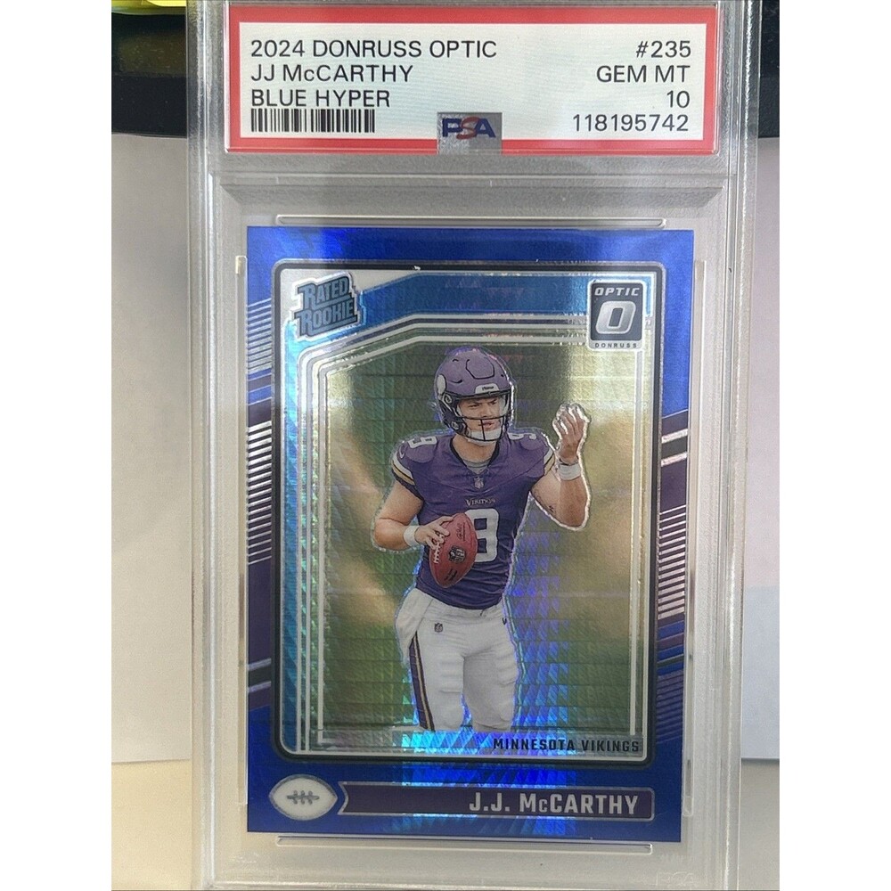 2024 DONRUSS OPTIC BLUE HYPER #235 JJ MCCARTHY ROOKIE RC PSA 10 Vikings